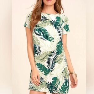Lulus Give Me A Print Tropical Leaf Shift Dress - Large